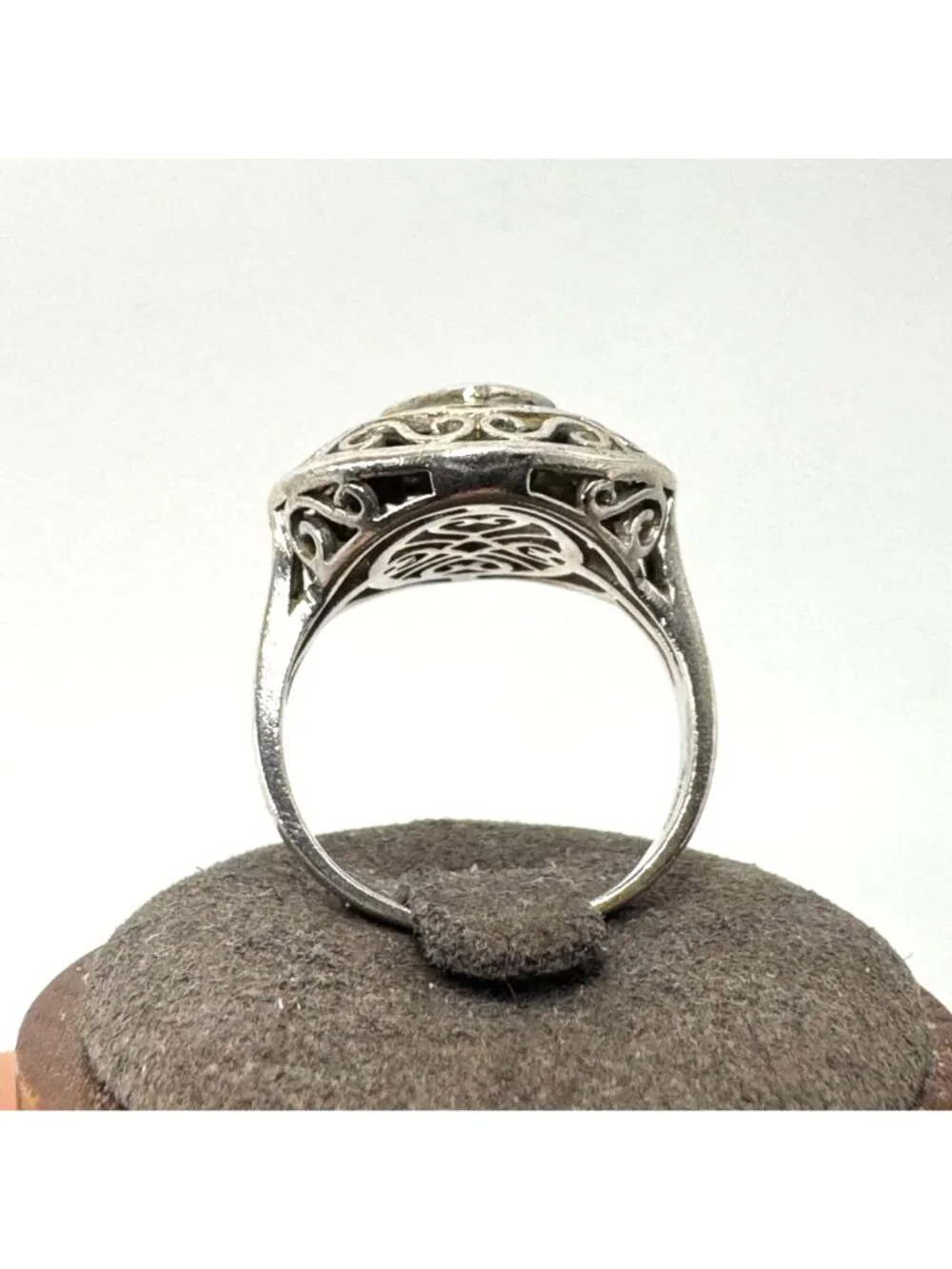 Citrine Filigree Design Statement Ring Sterling Silver 925 Size 9.5